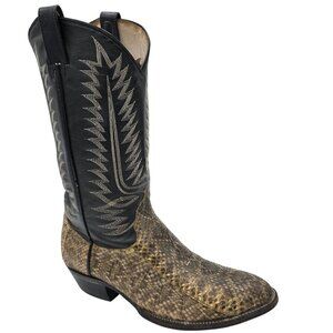 Diamondback Rattlesnake Cowboy Boot 10.5EE Wide Vintage Exotic Snakeskin Western